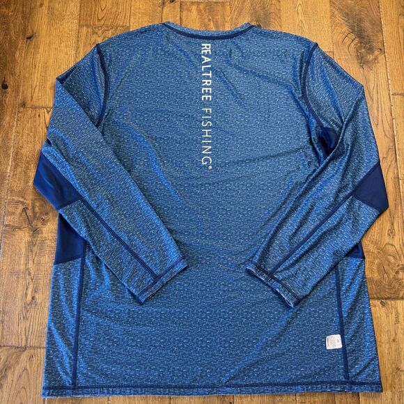 Realtree Reversible Blue White Camo Long Sleeve Performance Fishing Shirt 2XL - Picture 8 of 8